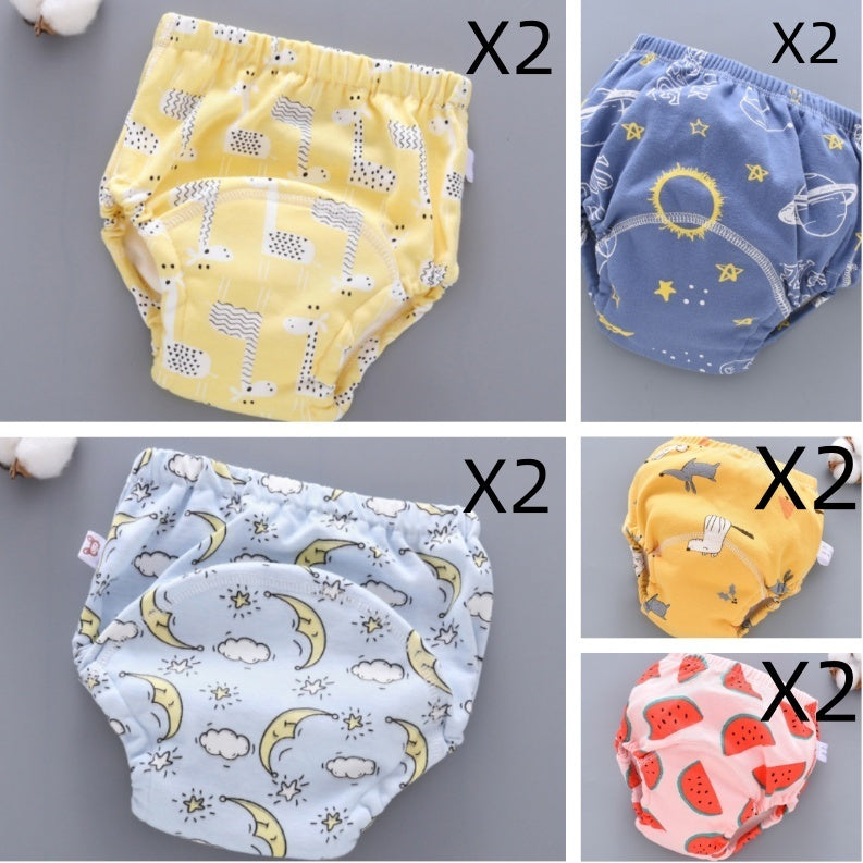 Set of baby diapers with various patterns on a gray background