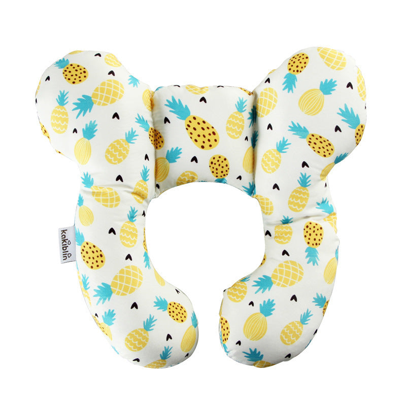 Neck pillow with pineapple pattern on a white background