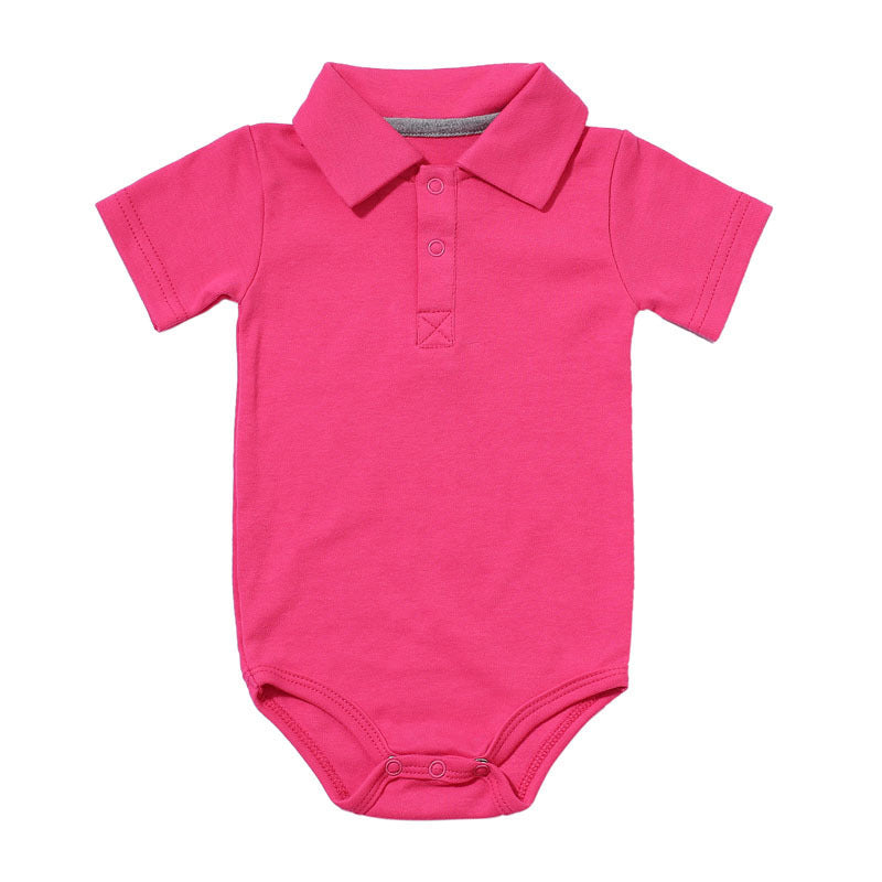 100% cotton polo-style baby bodysuit size chart and options