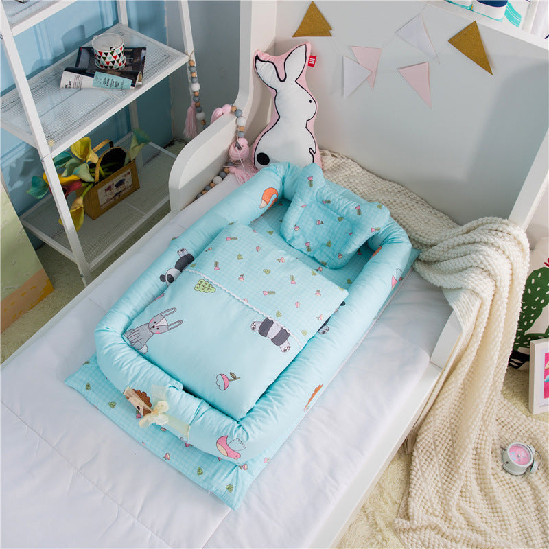 Foldable baby travel bed with safe pearl cotton fence padding