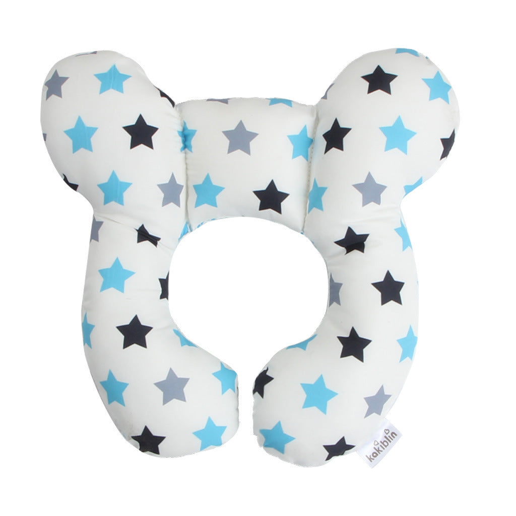 Baby neck pillow with star pattern on a white background