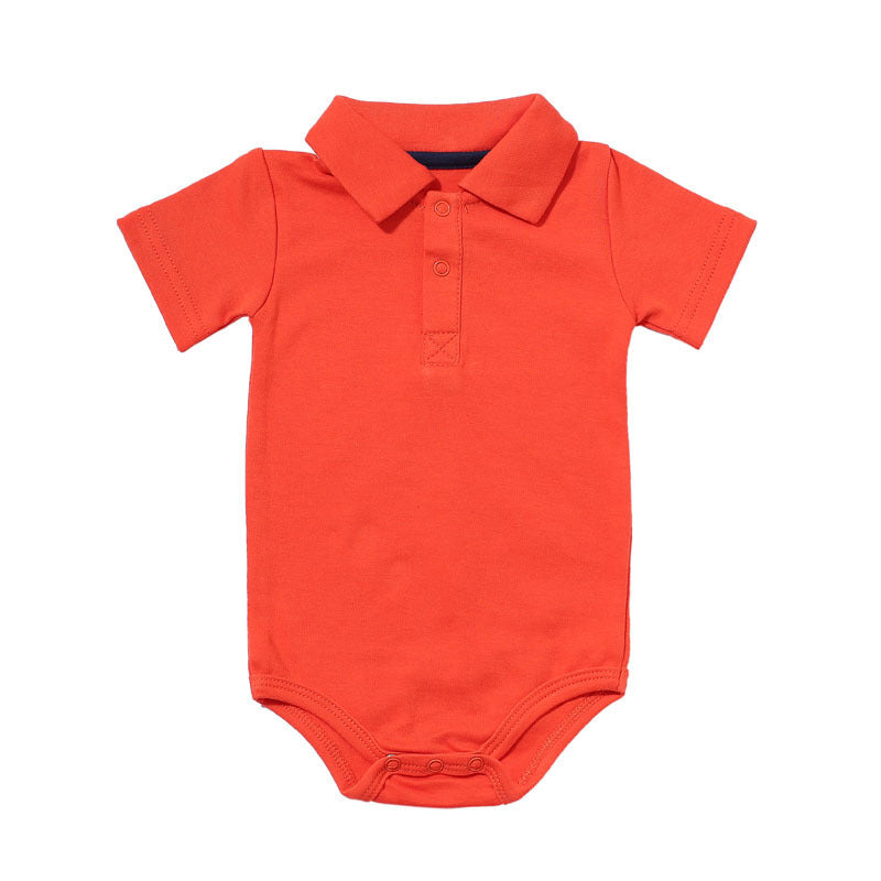 Polo-style infant bodysuit with smart button closure