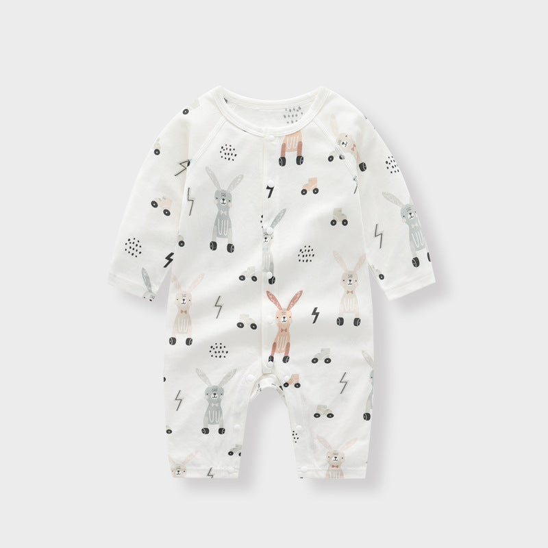 Soft bamboo fiber baby romper with Nordic rabbit motif