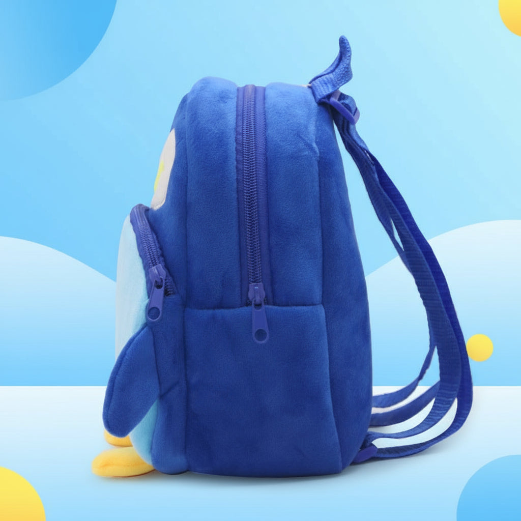 Blue backpack with a strap   