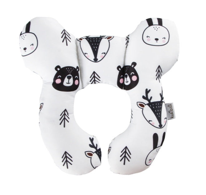 Children's neck pillow with animal patterns on a white background