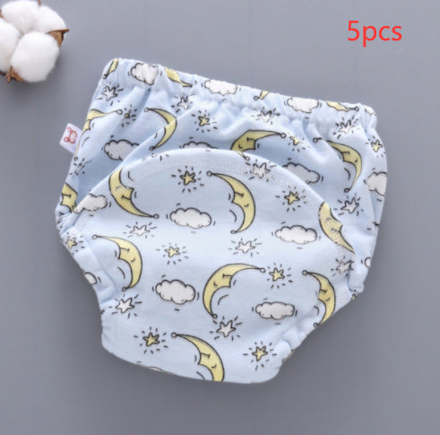 Baby diaper with moon and star pattern on a gray background