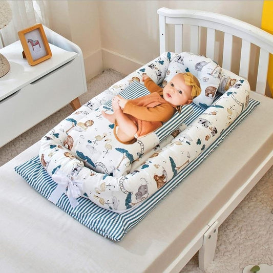 Portable baby travel bed with quilt set - complete sleep solution