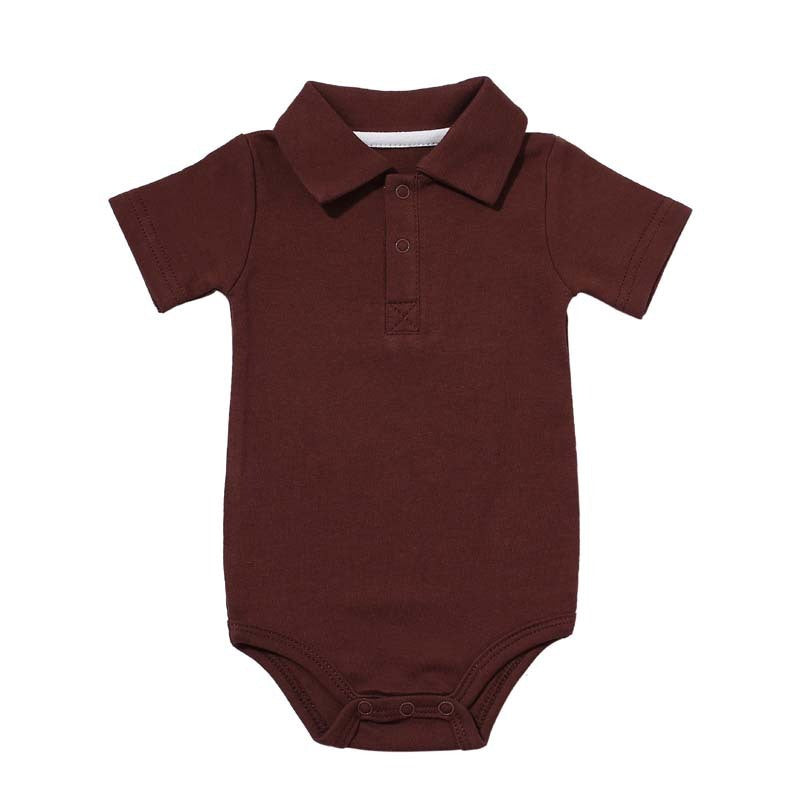 Polo-style baby bodysuit in 100% cotton - front view