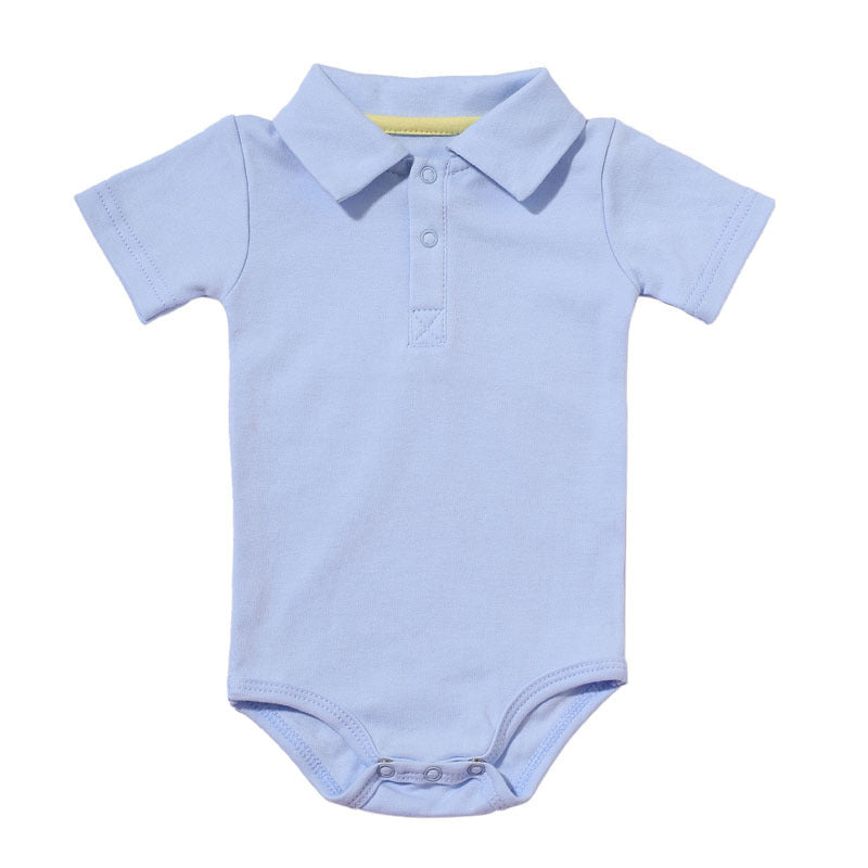 Korean-inspired baby polo bodysuit with short sleeves