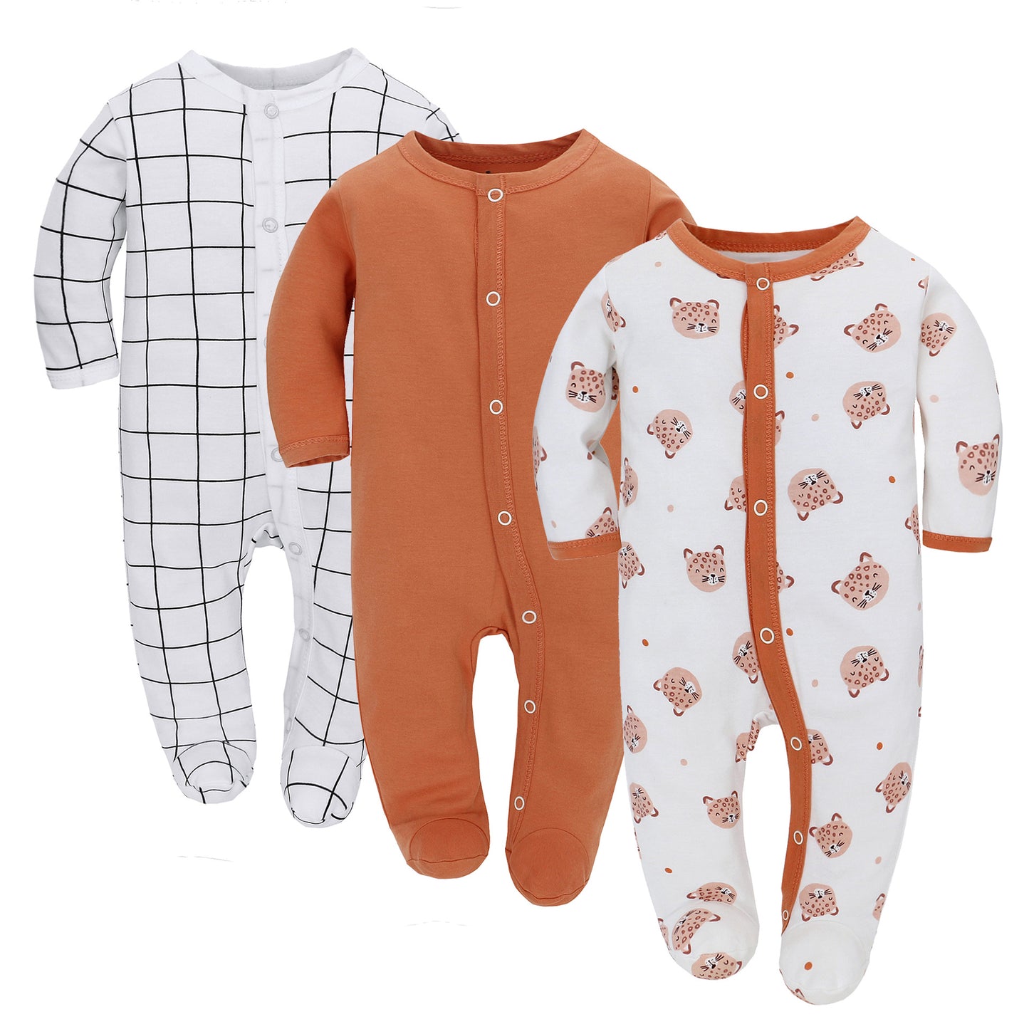 Soft cotton baby rompers with adorable animal prints for 0-7 months