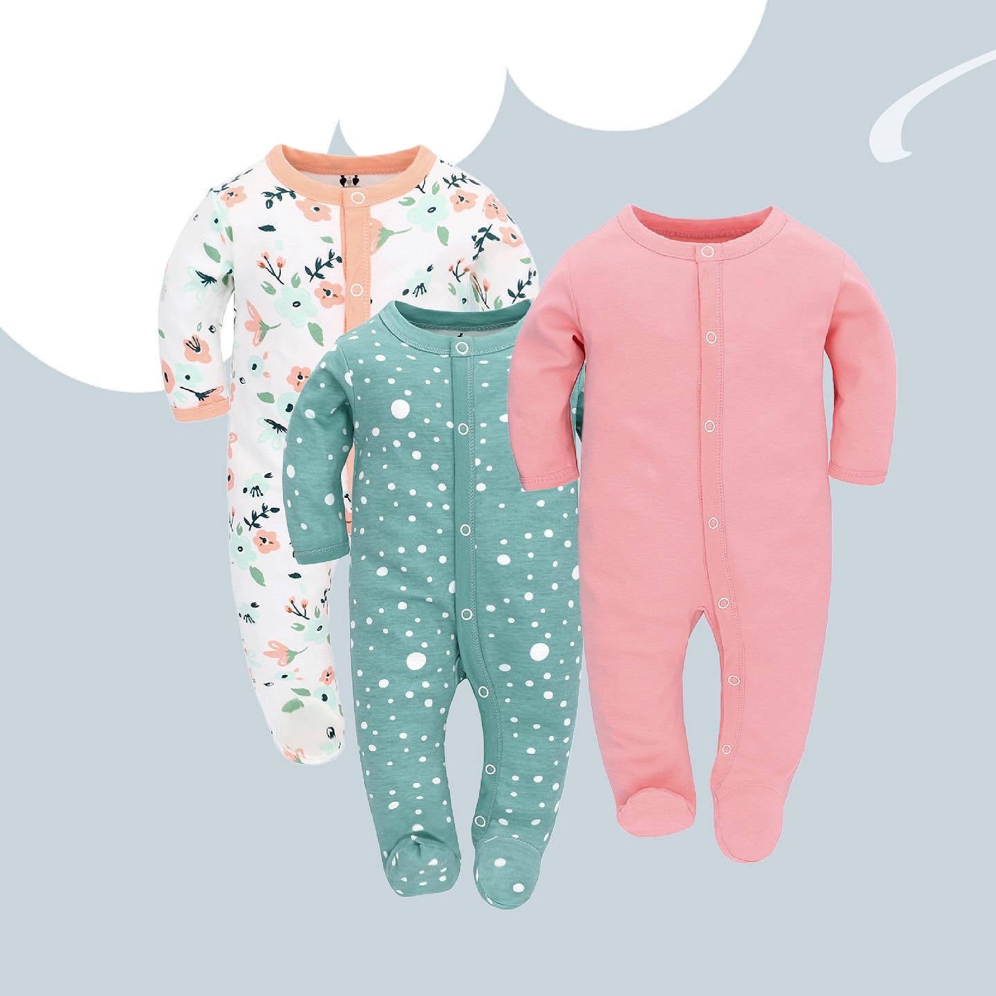 Baby romper 3-piece set with multi-color star elk pattern