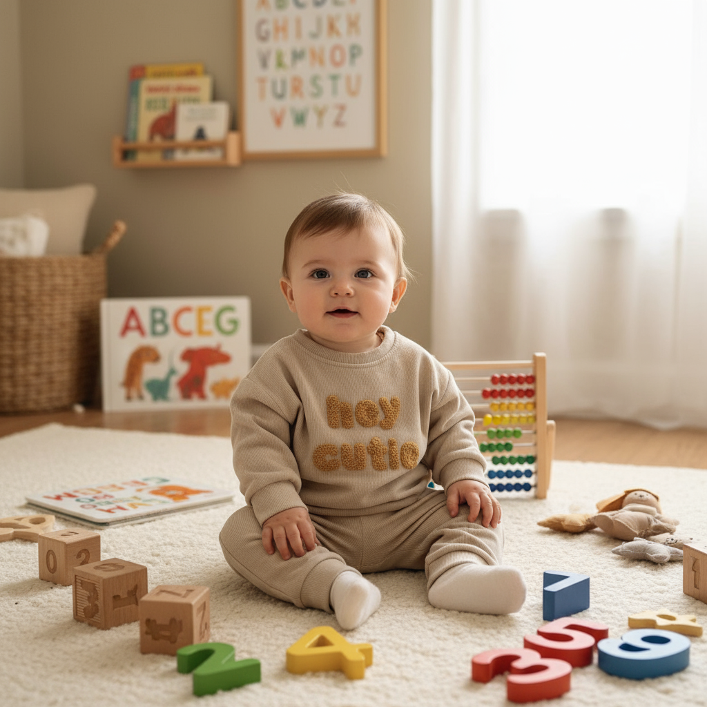 Alphabet Embroidered Baby Set Lifestyle