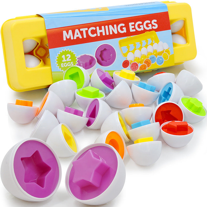 Shape matching eggs educational toy for children ages 3-6 developing problem-solving skills