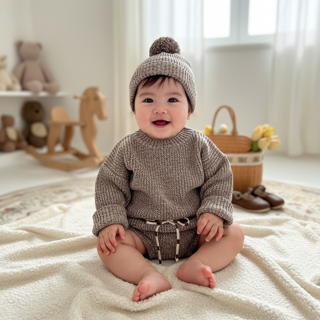 Baby Girl Knit 3-Piece Set Lifestyle