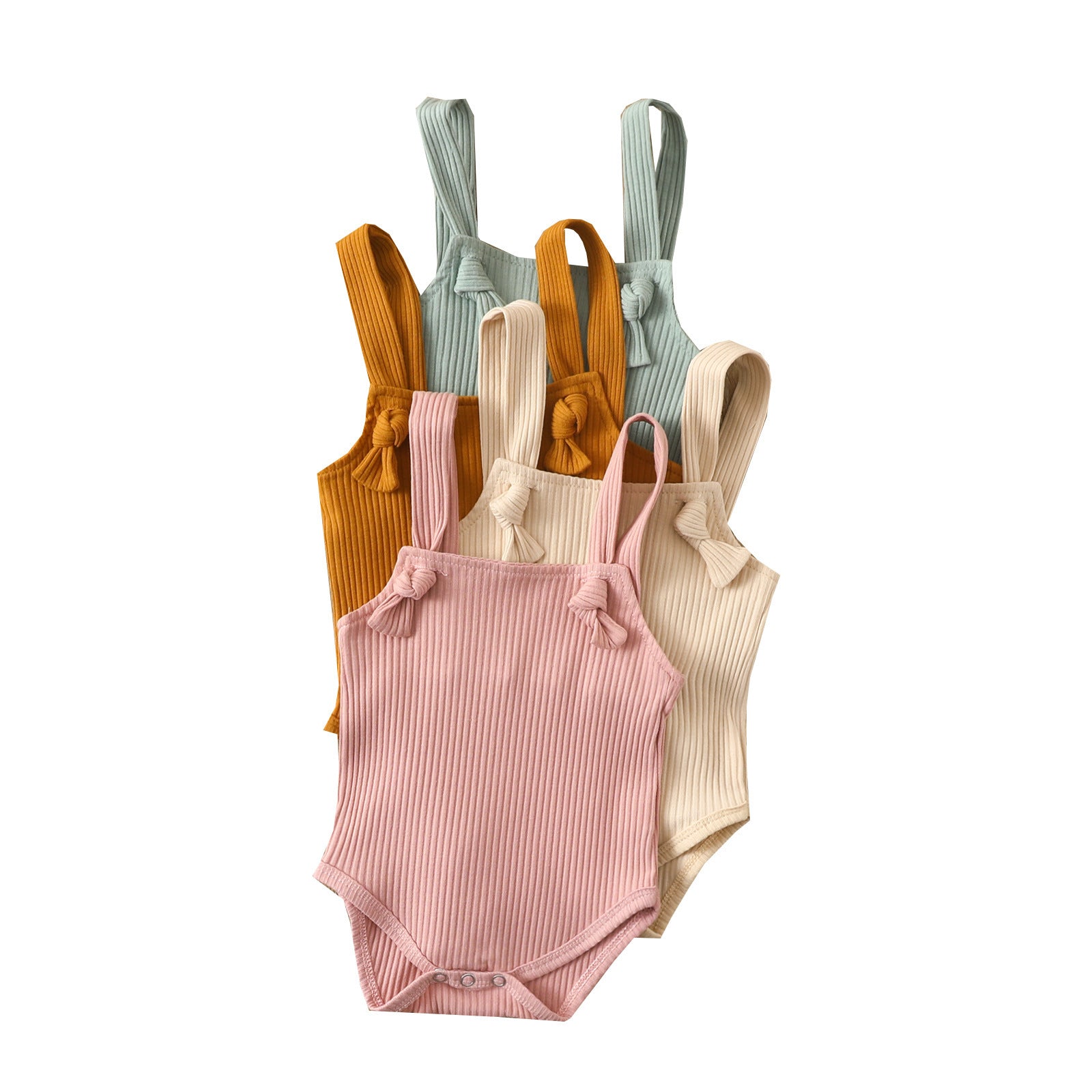 Summer baby romper with breathable hollow stripe cotton fabric