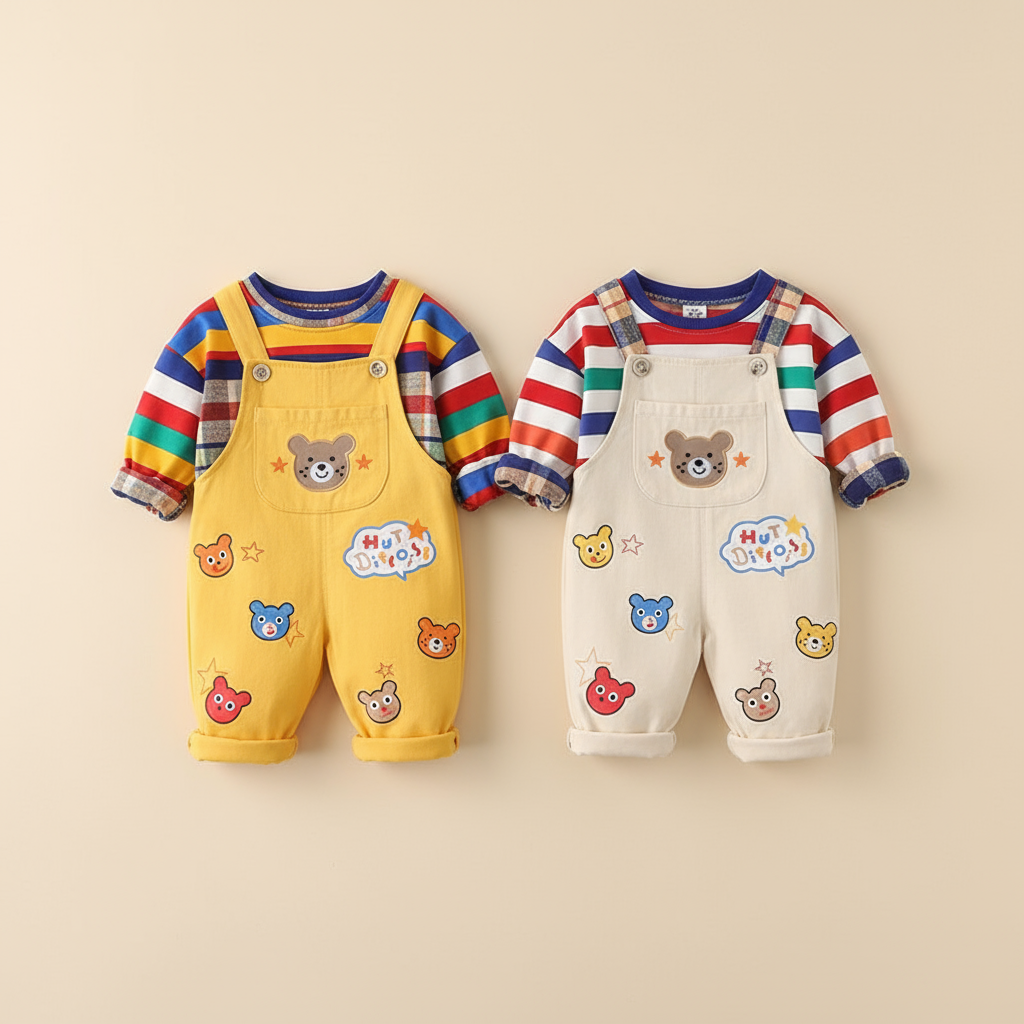 Beige and Yellow Overalls Sets Comparison