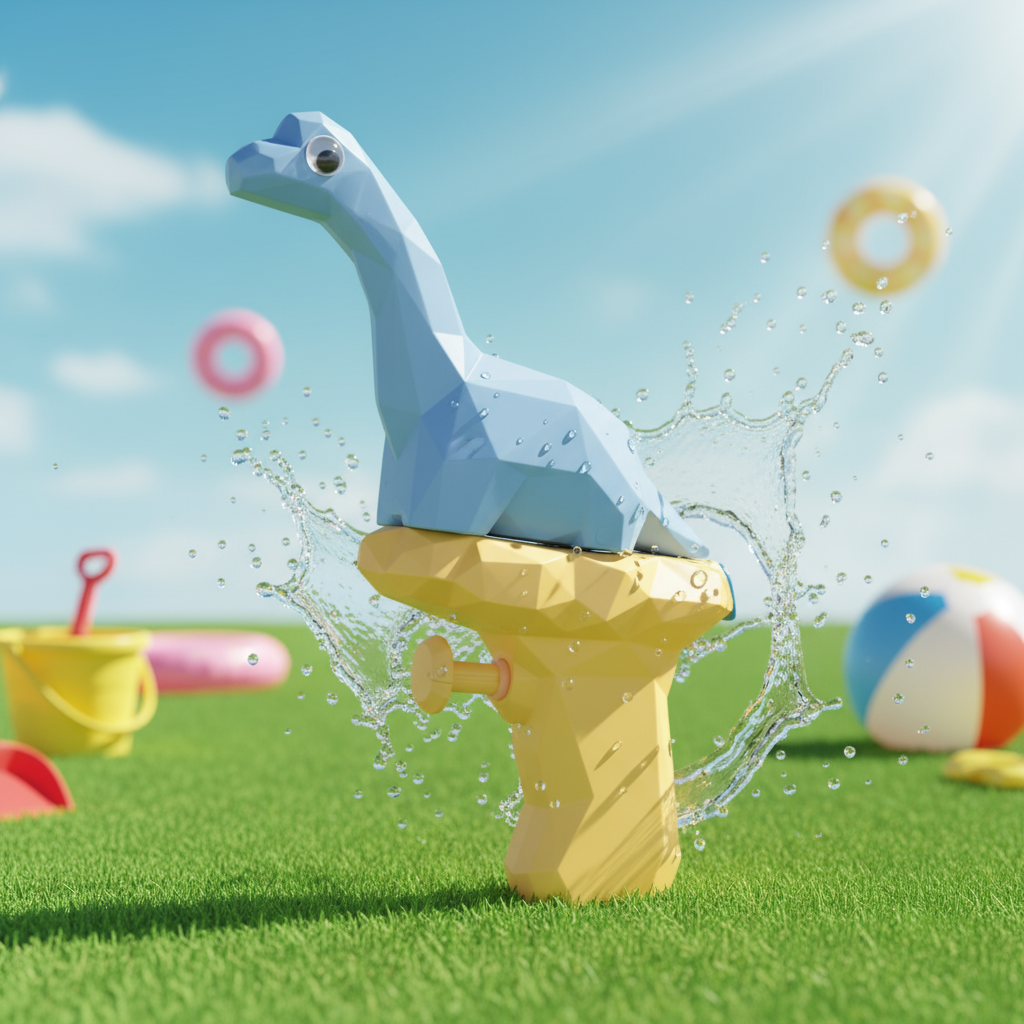 Blue dinosaur water blaster toy