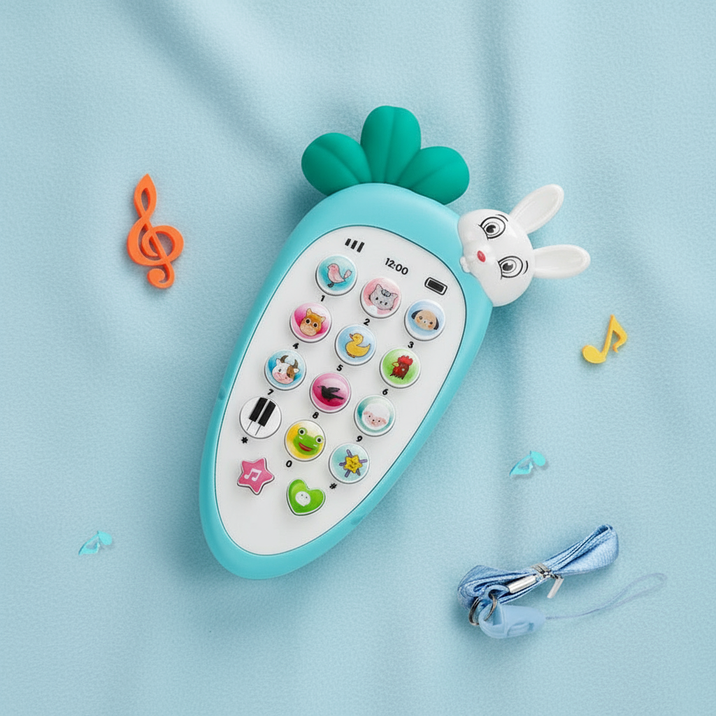 Blue Musical Baby Phone Flat Lay