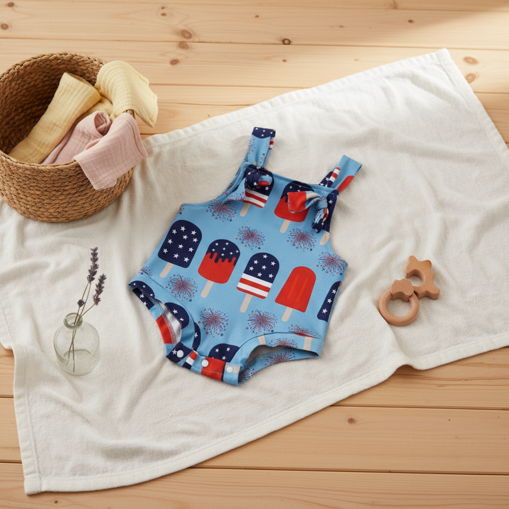 Blue patriotic romper