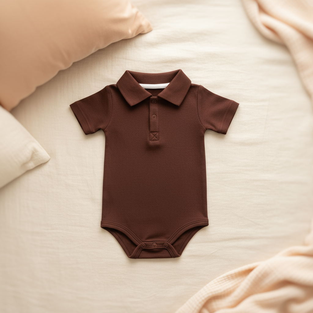 Brown Polo Bodysuit - Product Focused