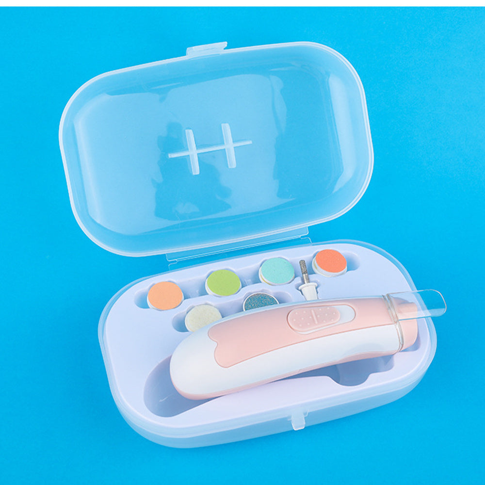 Baby nail care kit in storage case with ABS plastic device for stress-free nail trimming