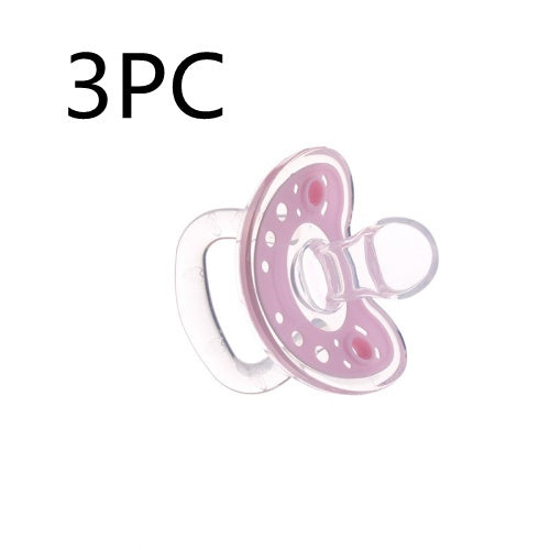 Pink pacifier with '3PC' text on a white background