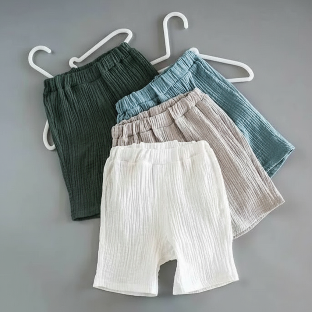 Children's striped pants on hangers