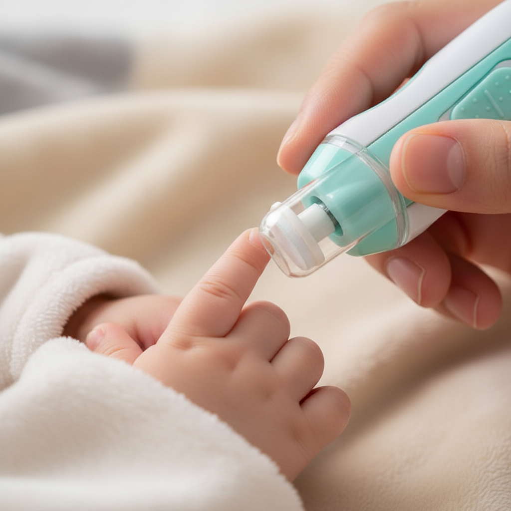 Close-Up of Nail Care Device in Use