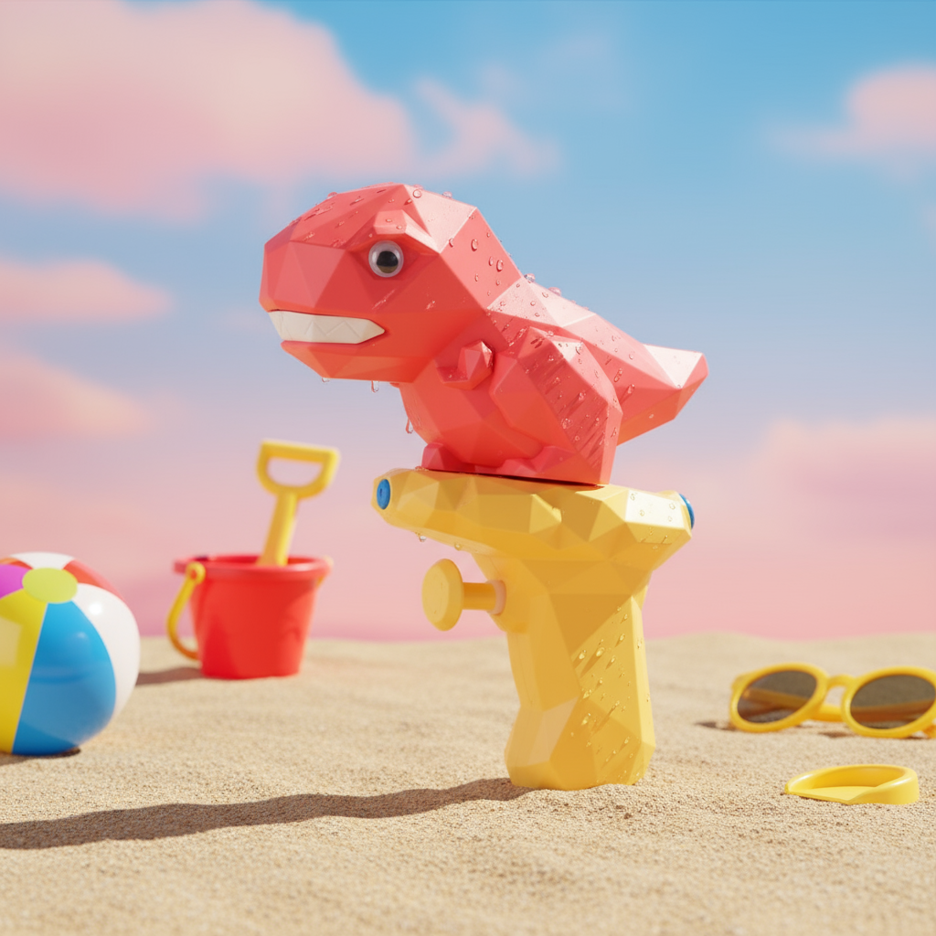 Coral pink T-Rex water blaster toy