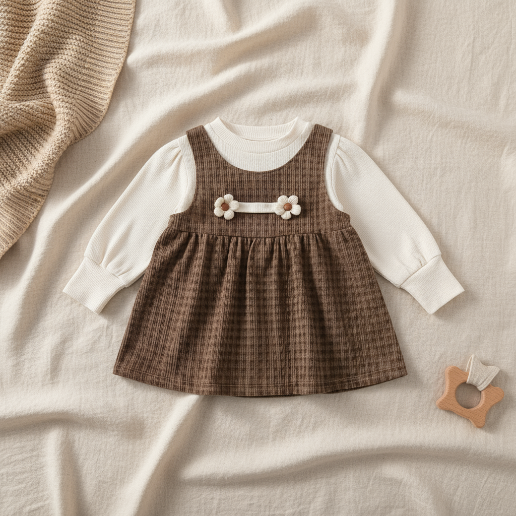 Dark brown plaid baby dress