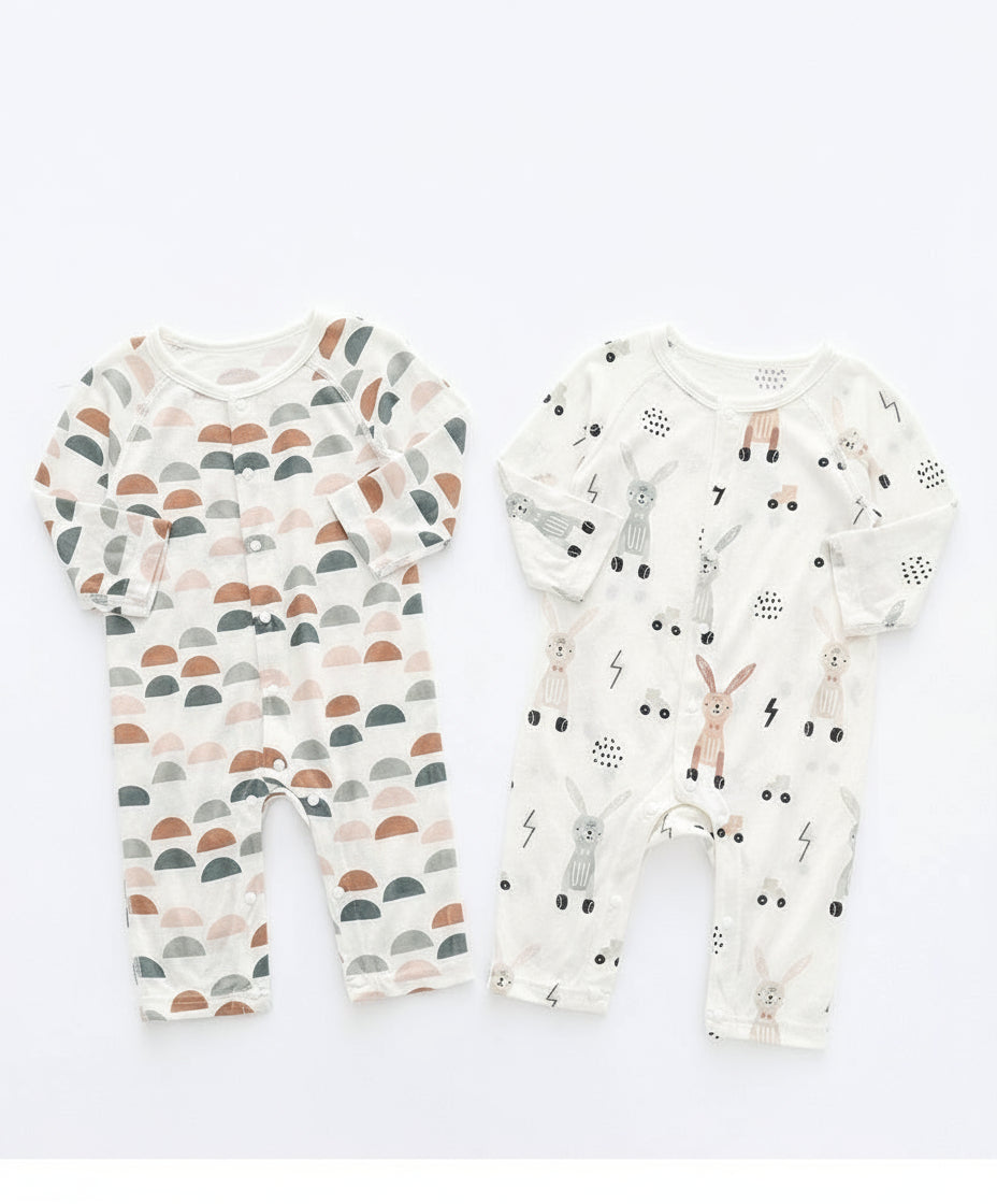 Nordic design bamboo baby romper - detail view of pattern