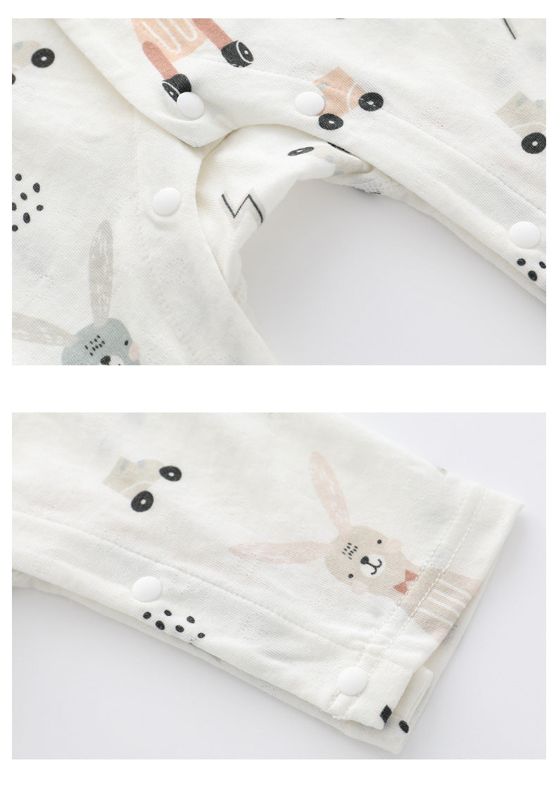 Eco-friendly bamboo baby romper with rabbit design - front view