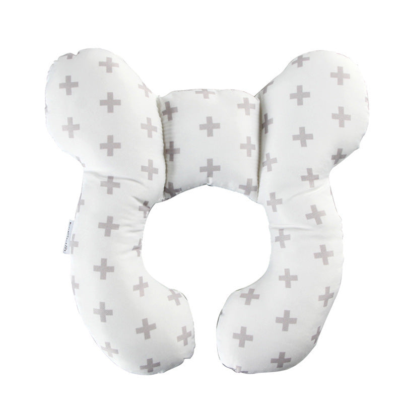 Neck pillow with cross pattern on a white background