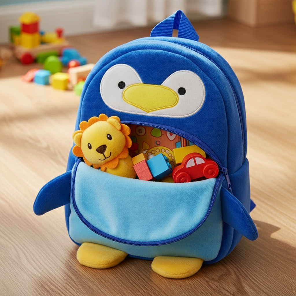 Hyper-realistic macro close-up of cartoon toy bag