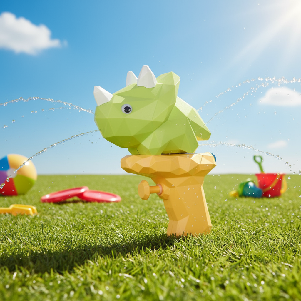 Lime green triceratops water blaster toy