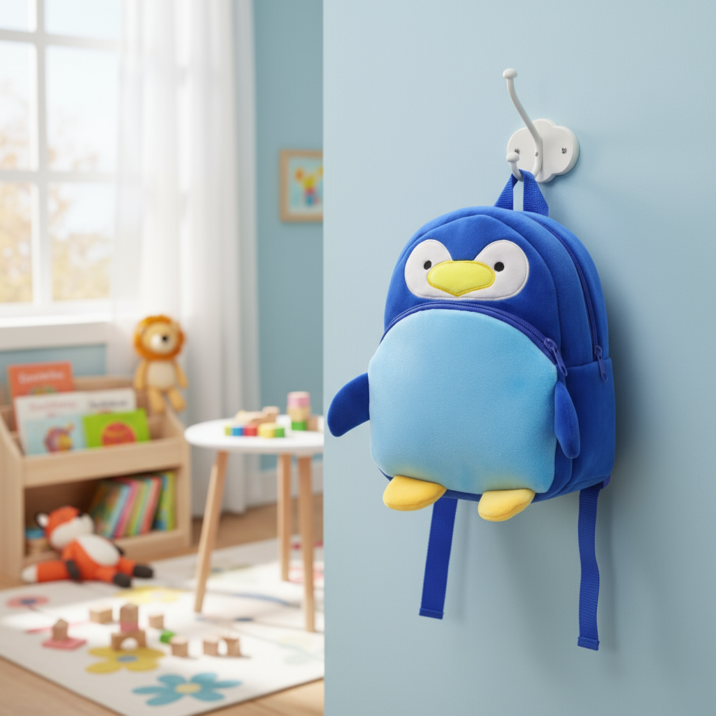 Ultra-realistic cartoon toy bag in child's bedroom