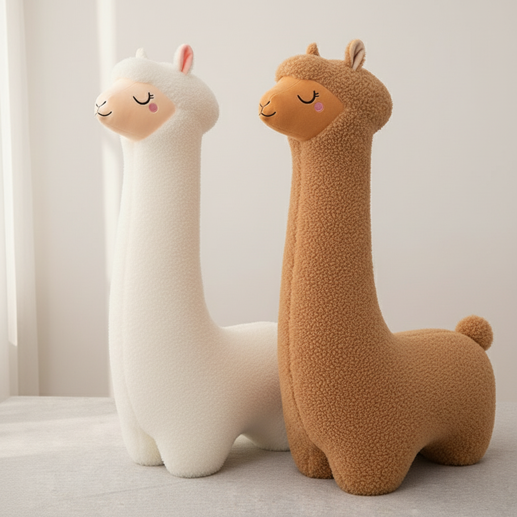 White and Brown Alpaca Pillows Together