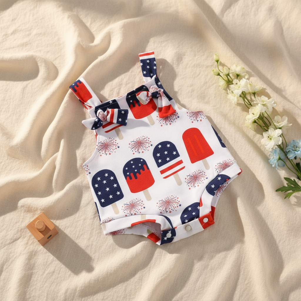 White patriotic romper